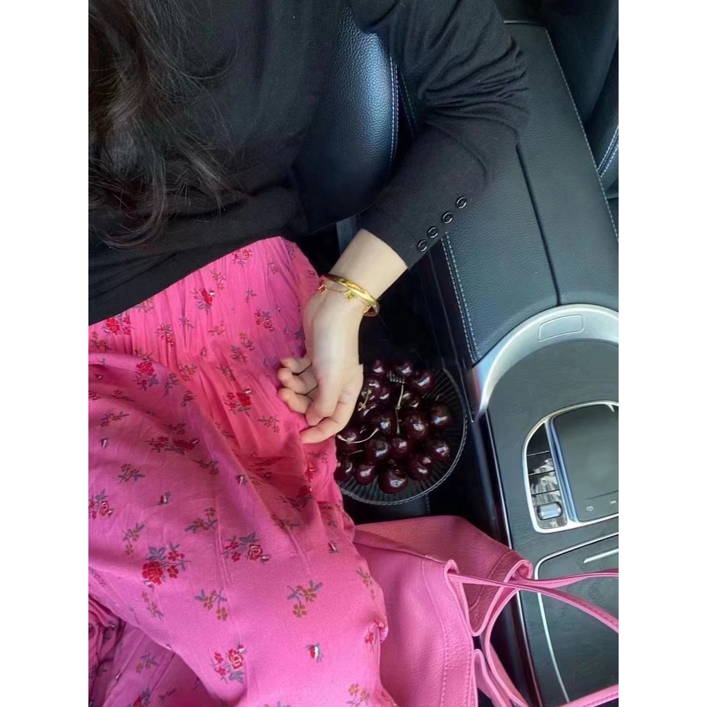 Chân Váy Dài Xếp Ly Lưng Cao Họa Tiết Hoa Phong Cách Hàn Quốc Thời Trang Mới Dành Cho Nữ 2022