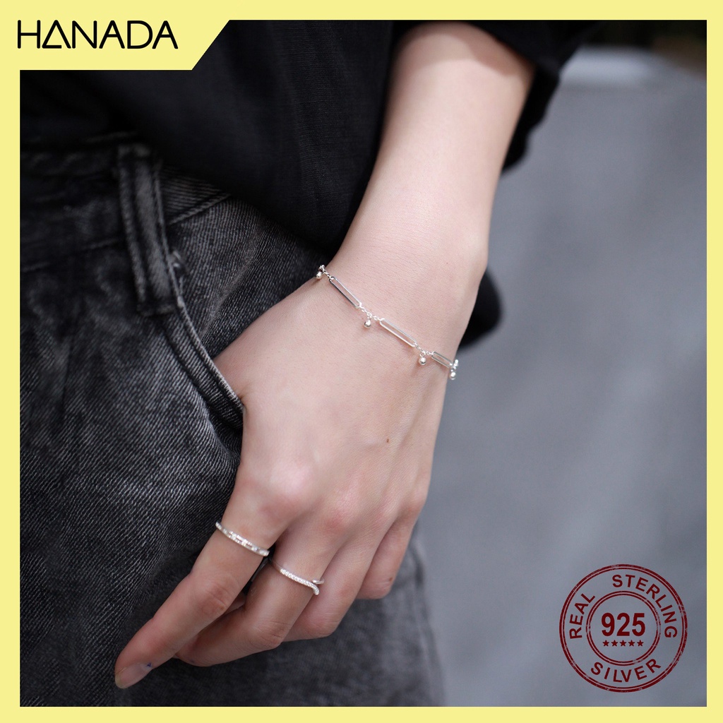 Lắc Tay Bạc 925 Cao Cấp Hanada Phụ Kiện Thời Trang Vòng Tay Nữ Đơn Gỉan Tua Rua