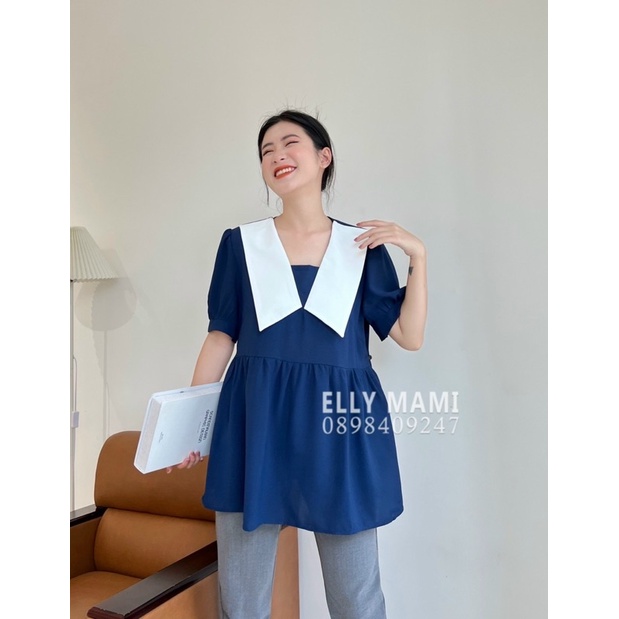 Áo bầu Shirt chất lụa hàn cao cấp phù hợp cho mẹ bầu diện đi làm, đi chơi cực thoải mái