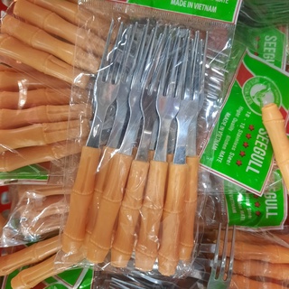 Bộ 10 nĩa inox nhỏ cán nhựa dùng ăn trái cây, dành cho bé ăn dặm