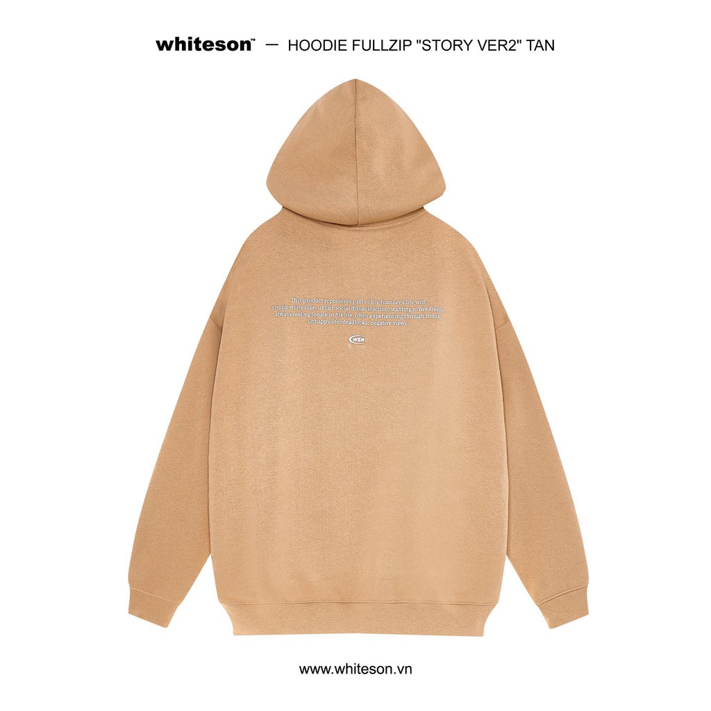 Áo Khoác HOODIE FULLZIP "STORY VER2" TAN | BigBuy360 - bigbuy360.vn