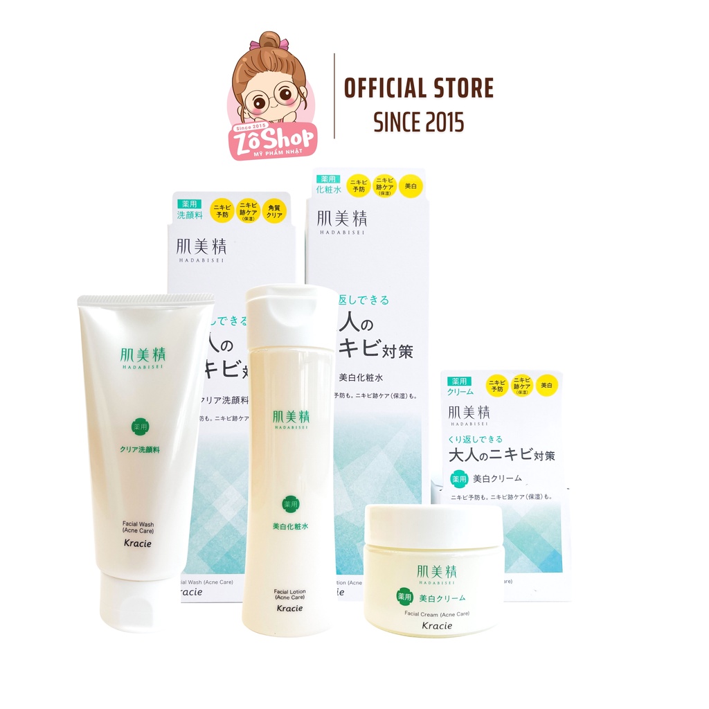 Set Kracie Hadabisei Tiêu Viêm, Dưỡng Trắng, Cải Thiện Sẹo Mụn