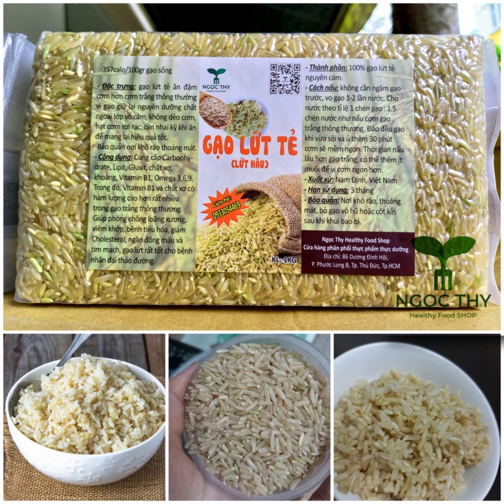 [NT Food] Gạo lứt tẻ thơm gạo lức nâu NTFood gói 1kg