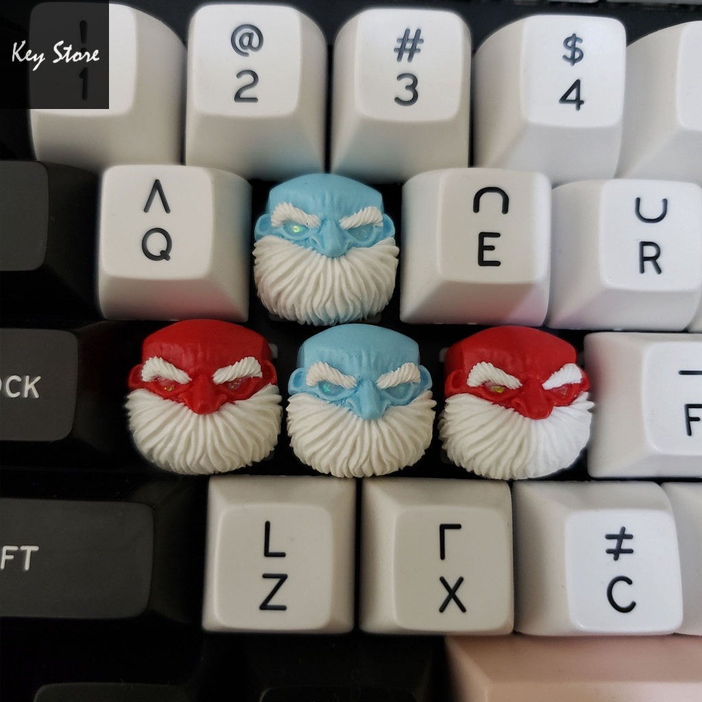 Nút bàn phím cơ artisan keycap jack bald màu đỏ xanh noel