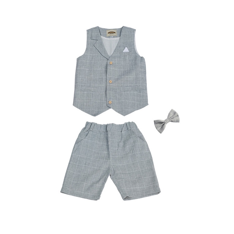 Bộ Trang Phục Biểu Diễn Vải Cotton Kẻ Sọc Ca Rô Màu Đỏ/Xám/Xanh Dương Cho Bé Trai