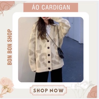 Khoác Len Cardigan | Áo Cardigan cổ V hoạt tiết da báo mềm mịn dày dặn cho nàng[sẵn]
