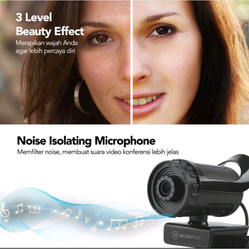 Micropack Live Stream WebCam HD 720P với Mic + hiệu ứng đẹp cho laptop Macbook điện thoại | BigBuy360 - bigbuy360.vn