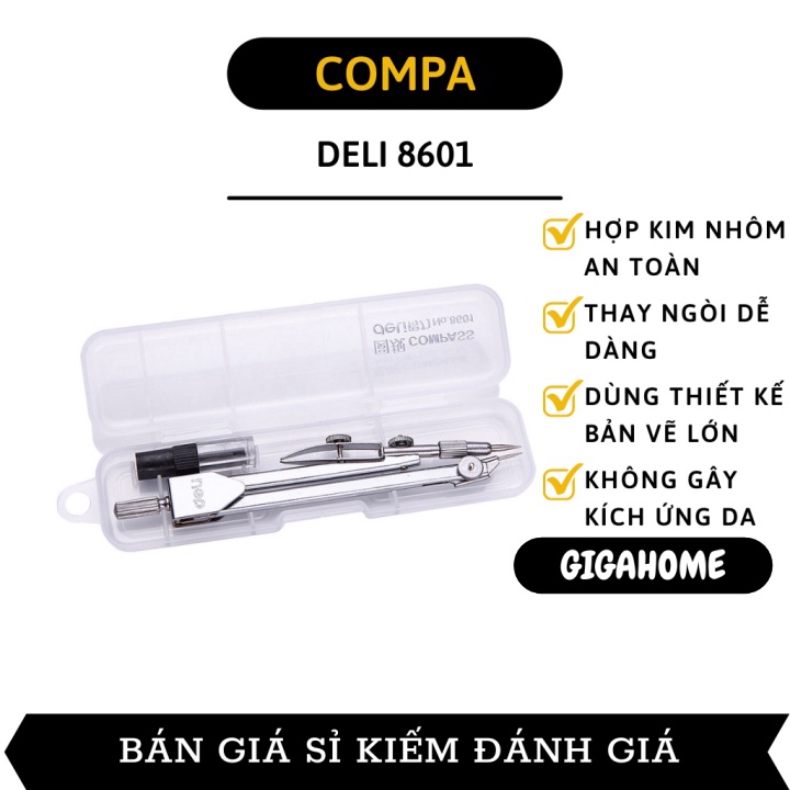 Compa Học Sinh GIGAHOME Compa Deli 8601 Thiết Kế Thoải Mái Có Độ Bền Cao, Đồ Dùng Học Tập 8510