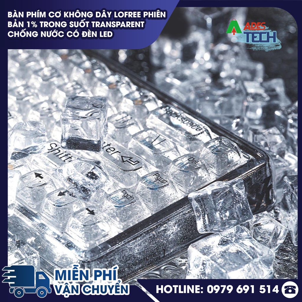 Bàn Phím Cơ Không Dây Lofree Phiên Bản 1% Trong Suốt Transparent Chống Nước Có Đèn LED - Bảo Hành Chính Hãng 12 Tháng