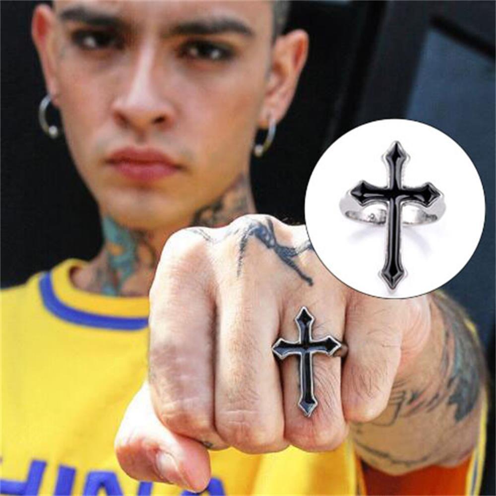 BSUNS Nhẫn Hình Thánh Giá Thiết Kế Đơn Giản Phong Cách Gothic Cho Nam Và Nữ