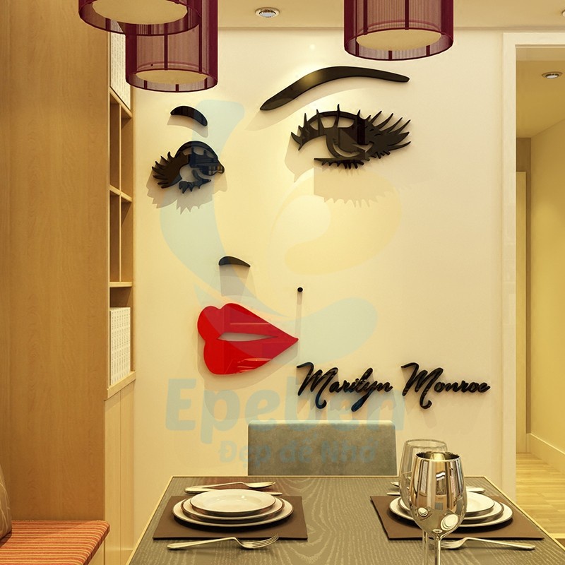 Tranh dán tường mica 3d decor khổ lớn mắt môi mica 3d trang trí spa, phòng ngủ, nail Nhiều Size - EPeBen