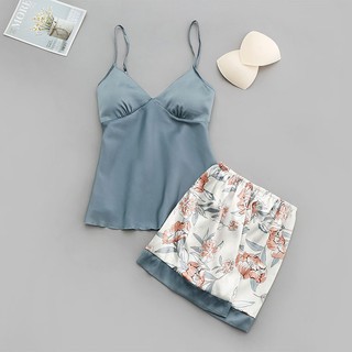 Bộ ngủ lụa satin Quảng Châu - đồ bộ ngủ sexy phi lụa