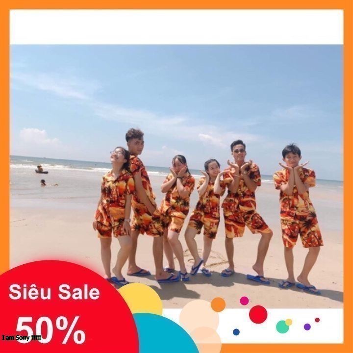 Bộ Đồ Đi Biển Hoa Lá Quả, Bộ Quần Áo Đi Biển phục vụ đi chơi, đi biển, đi du lịch, làm đồ đôi, nhóm, lớp, kỷ yếu...