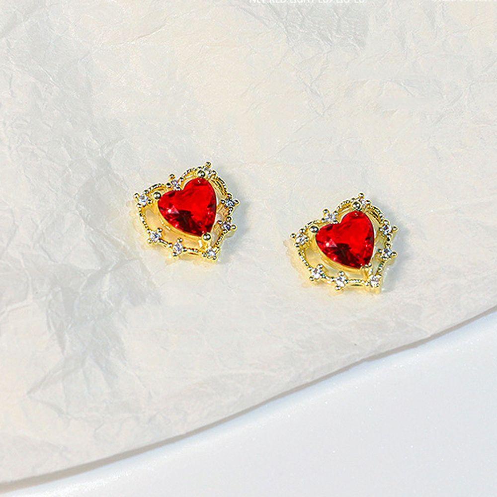 [Hàng mới về] Phụ kiện trang trí móng tay 3D hình mặt trái tim đính đá zircon