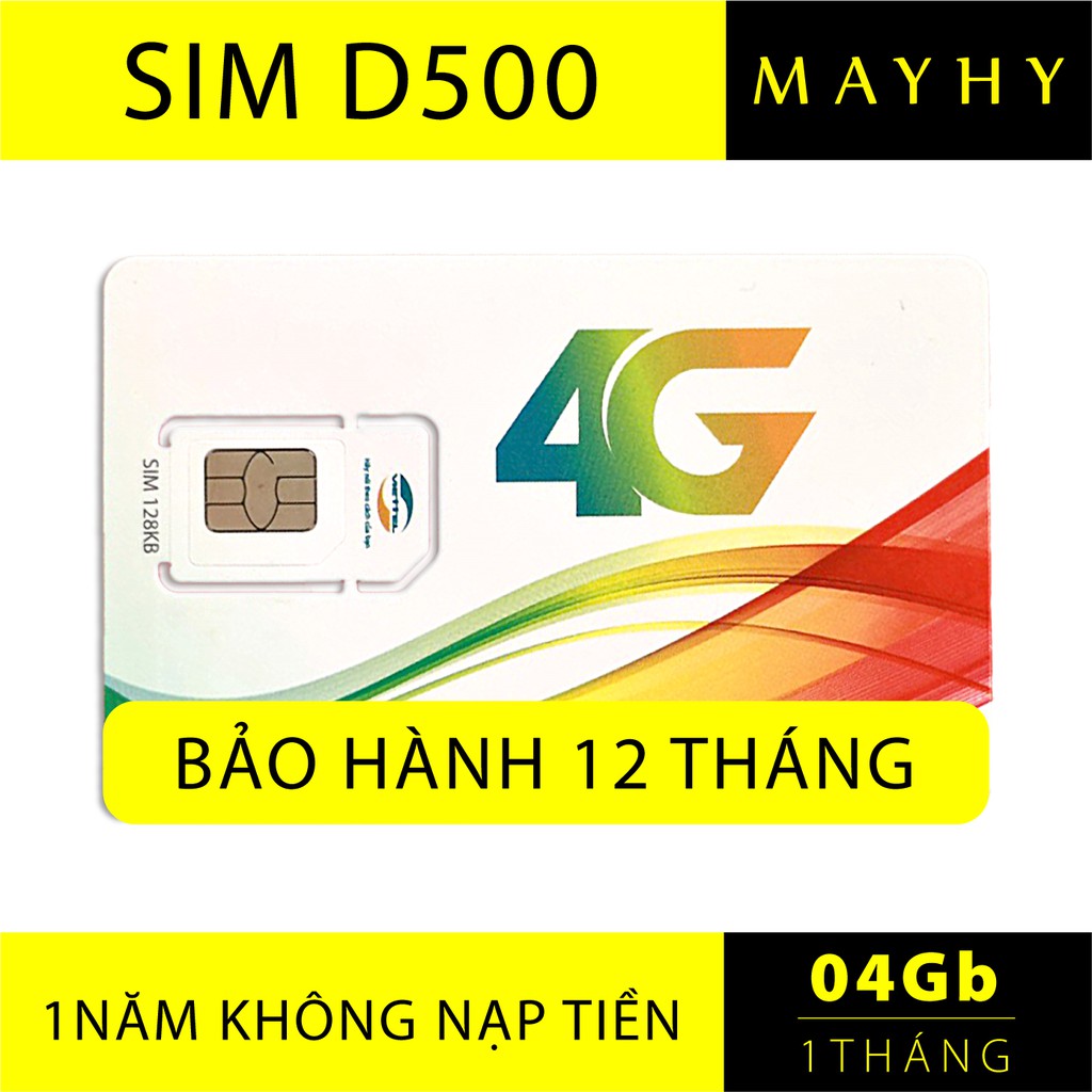 [GIÁ ƯU ĐÃI] Sim 4G Viettel D500 trọn gói 1 năm (4GB/THÁNG) không nạp tiền