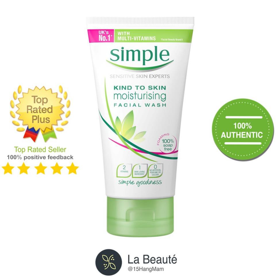 Simple Kind To Skin Moisturising Facial Wash- Sữa Rửa Mặt Cho Da Nhạy Cảm 150ml