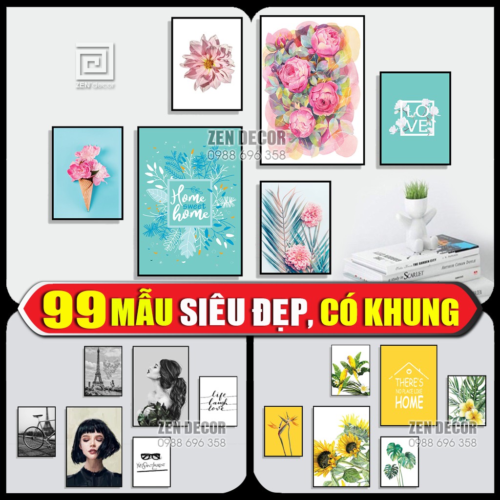 Tranh treo tường siêu CUTE có khung nổi, chất liệu vải Canvas nhập khẩu