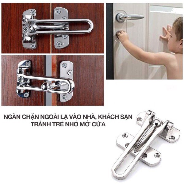 Chốt cửa an toàn inox 304 - phù hợp sử dụng với cửa 1 cánh, khuôn cửa có thể bắt vít - cửa thông phòng, cửa chung cư