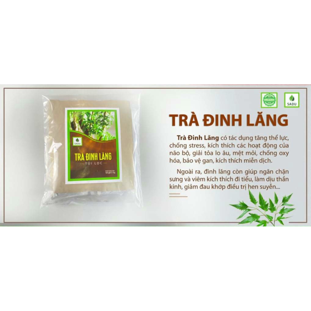 Trà Đinh lăng Sadu bịch 250g – tăng cường tuần hoàn máu não-ngủ sâu ngon giấc-ổn định huyết áp
