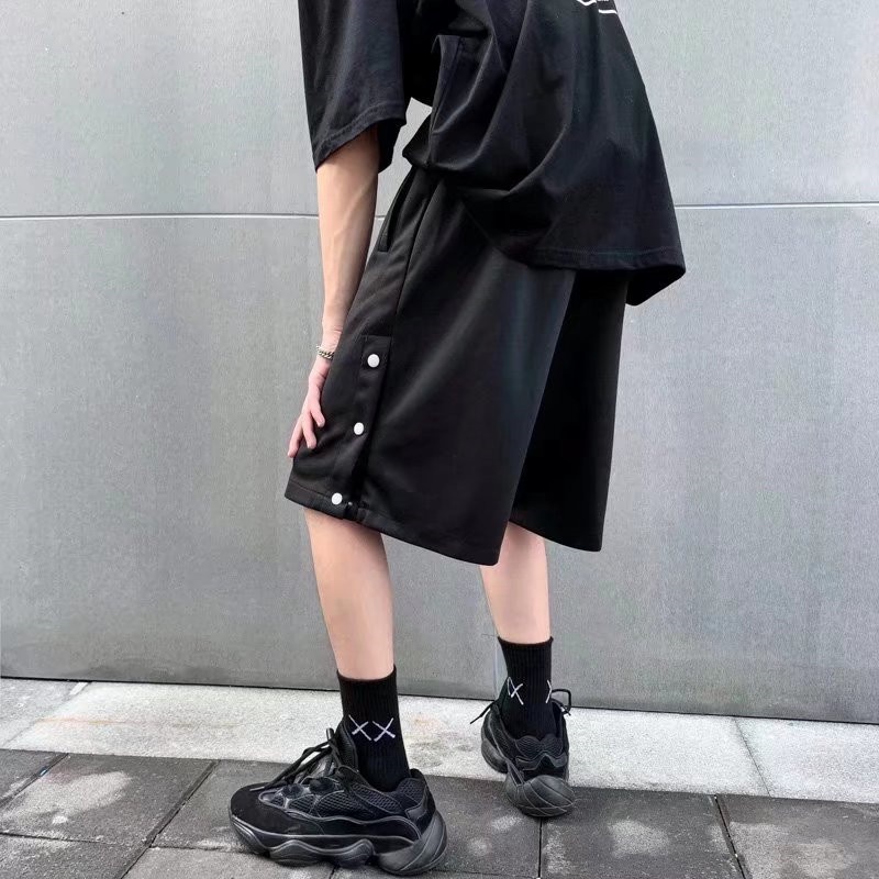 Quần Short Thể Thao Dáng Suông Cài Nút Bên Hông In Họa Tiết Phong Cách Hiphop Đường Phố Hàn Quốc Cho Nam Giới Có Size M-3XL