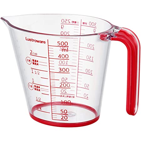 Cốc đong chia Vạch Lustroware sản xuất tại Nhật Bản 500ml, 250ml nhưa AS chịu nhiệt cao, an toàn cho sức khỏe