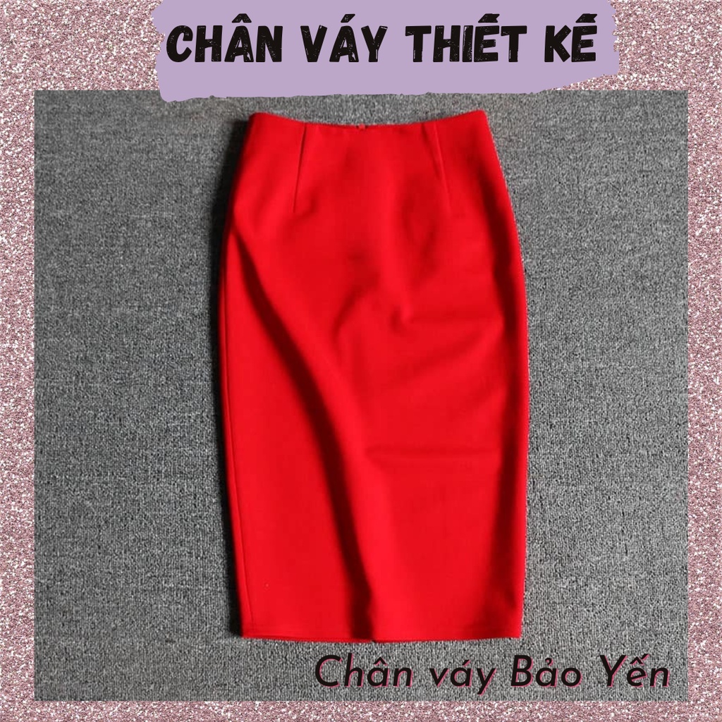 Chân váy bút chì màu đỏ xẻ sau tới gối quyến rũ(sẵn size)- M5B