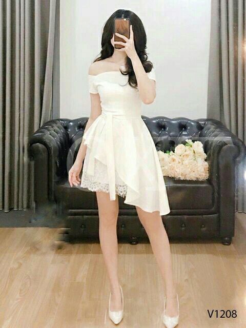 Váy trễ vai vạt chéo kèm video ảnh thật, váy dự tiệc sang chảnh | BigBuy360 - bigbuy360.vn