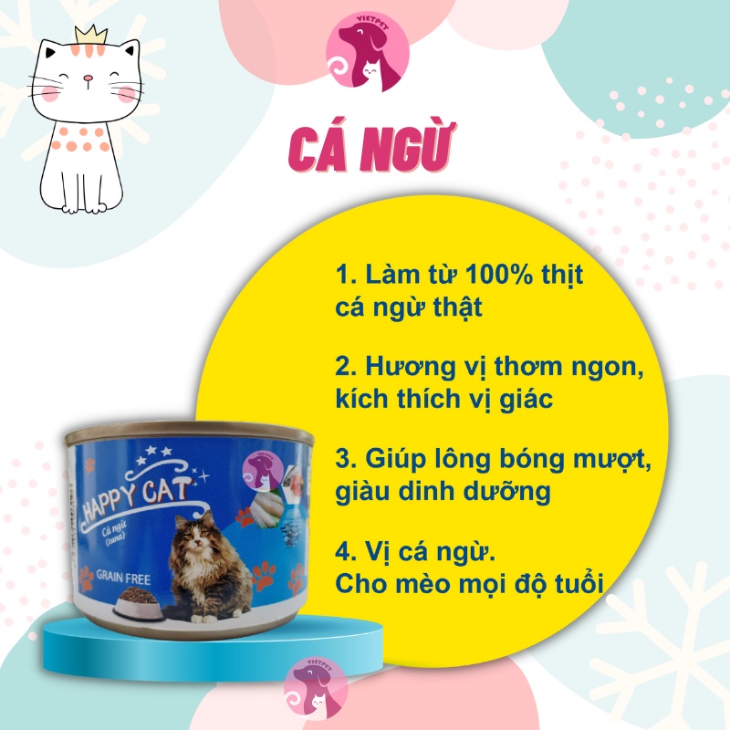COMBO 3 Lon Pate Happy Cat  | Pate mèo | Thức ăn cho mèo dinh dưỡng (Hàng Việt Nam chất lượng cao)