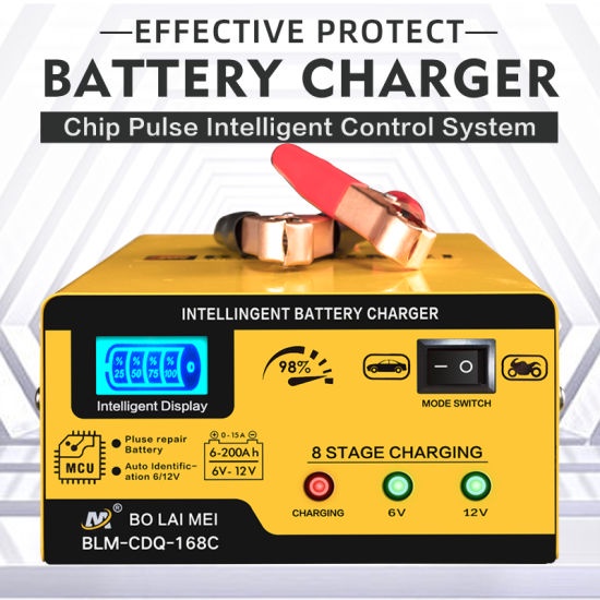 Máy sạc bình ắc quy công suất lớn 15A 200AH Bolaimei bảo vệ chống chai chống phồng sạc các loại ô tô xe máy xe tải