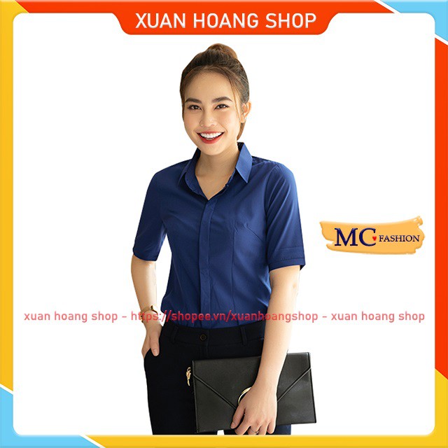 Áo Sơ Mi Nữ Kiểu Đẹp Công Sở, Tay Lỡ Lửng Mc Fashion, Chất Vải Mát, Size Đủ,  Xanh Đen, Trắng, Hồng, Đỏ, Tím Than A473