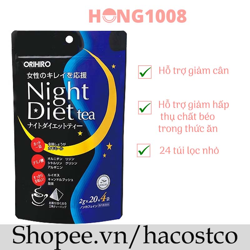 [Mã COSDAY - 50k đơn 250k] Trà đêm Orihiro Nhật Night Diet dạng túi lọc 24 và 20 gói