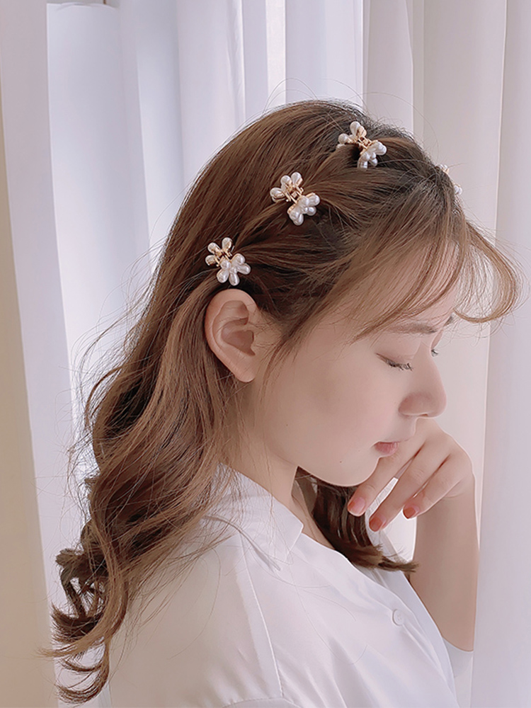 Kẹp tóc hình hoa đính ngọc trai thời trang thanh lịch cho nữ