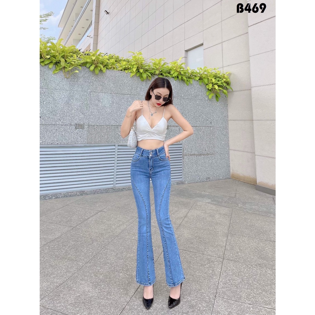 Quần jeans nữ Zada B469 loe gân xanh đá