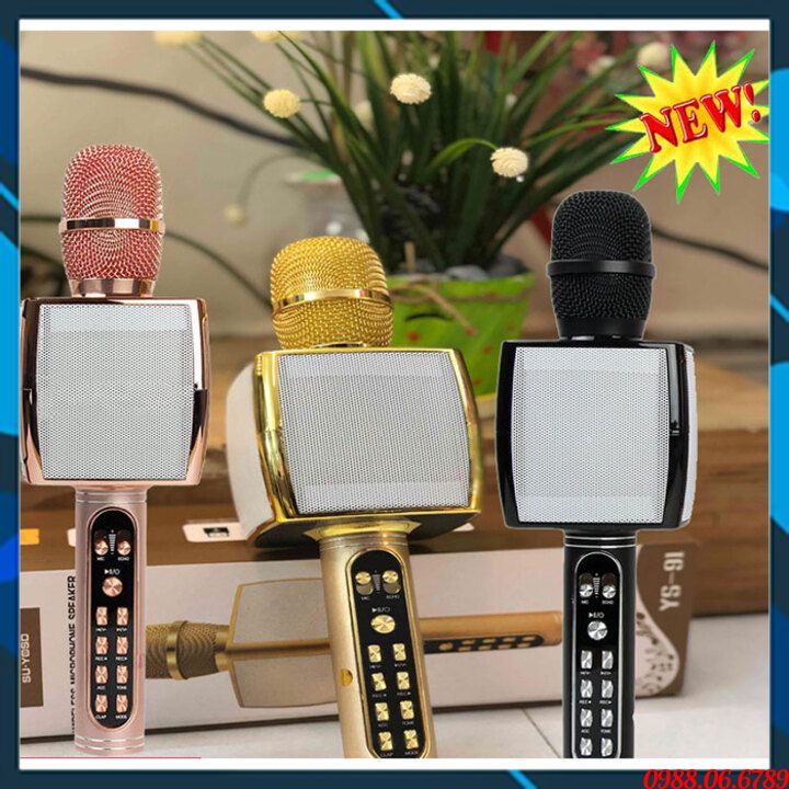 Míc Karaoke Cao Cấp YS91⚡FREE SHIP⚡có Nút ghi âm, phát đoạn đã ghi âm - Nút chỉnh Tone để giả giọng - có Hiệu ứng vỗ tay