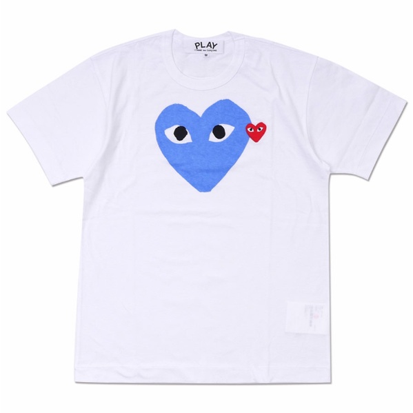 Play comme des garcons CDG Cổ Tròn Nam Nữ Áo Thun Tay Ngắn