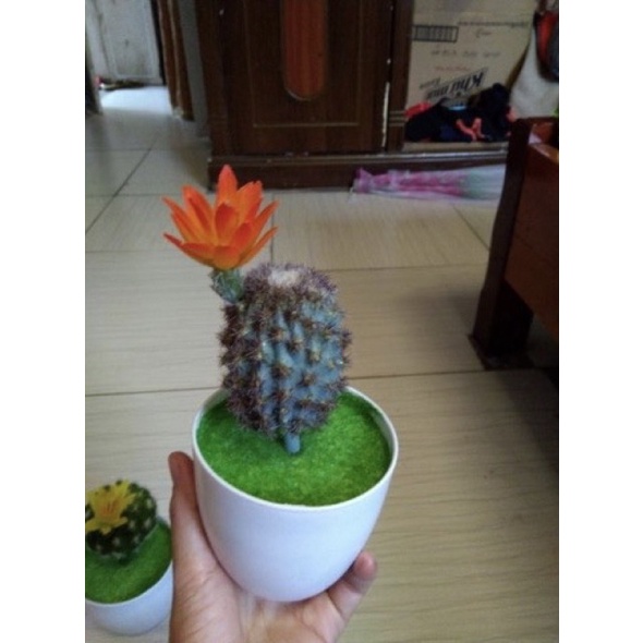 Cây giả cây xương rồng có hoa trang trí nhà cửa bền đẹp hoa giả