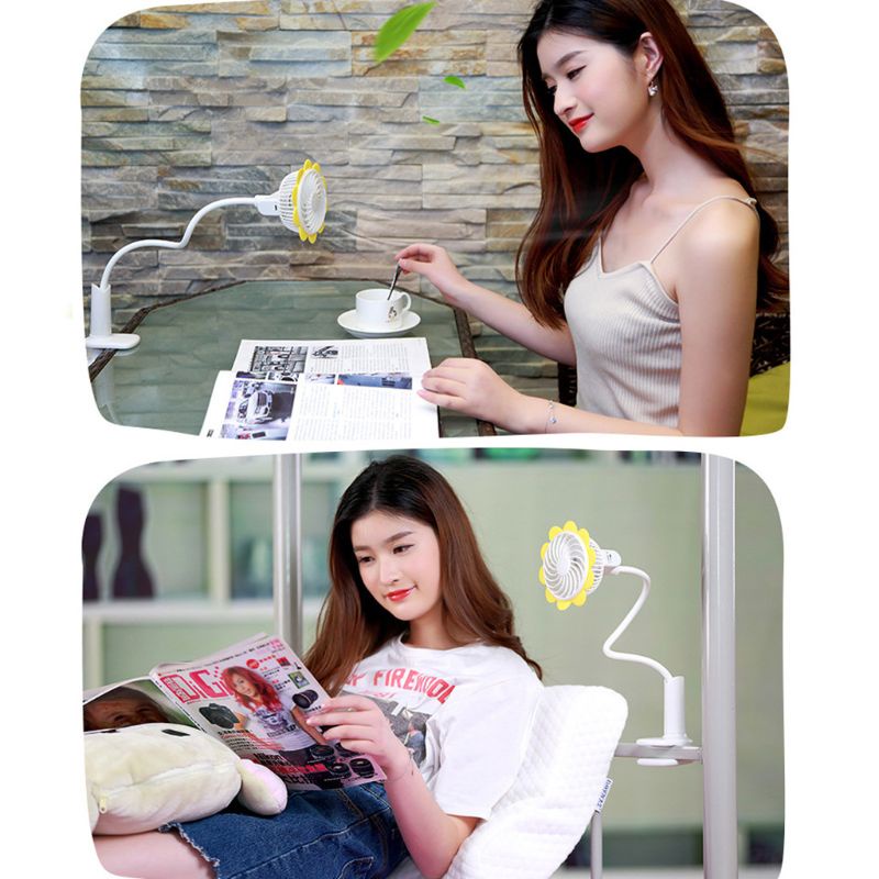 Quạt USB Mini Hình Hoa Hướng Dương Cho Xe Đẩy Em Bé