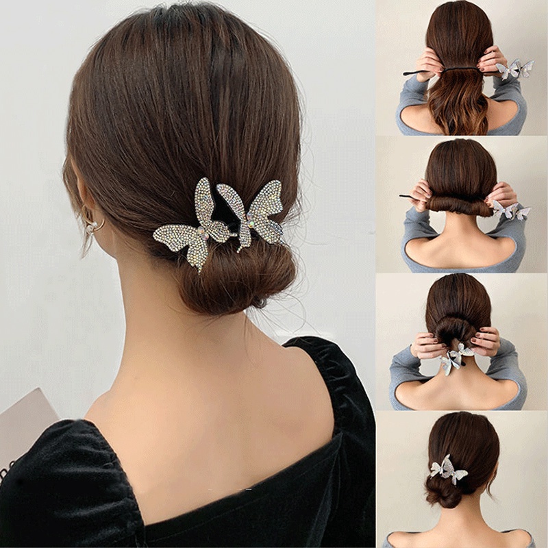Kẹp Tóc Hình Bướm Đính Kim Sa Lấp Lánh Thời Trang Cho Nữ