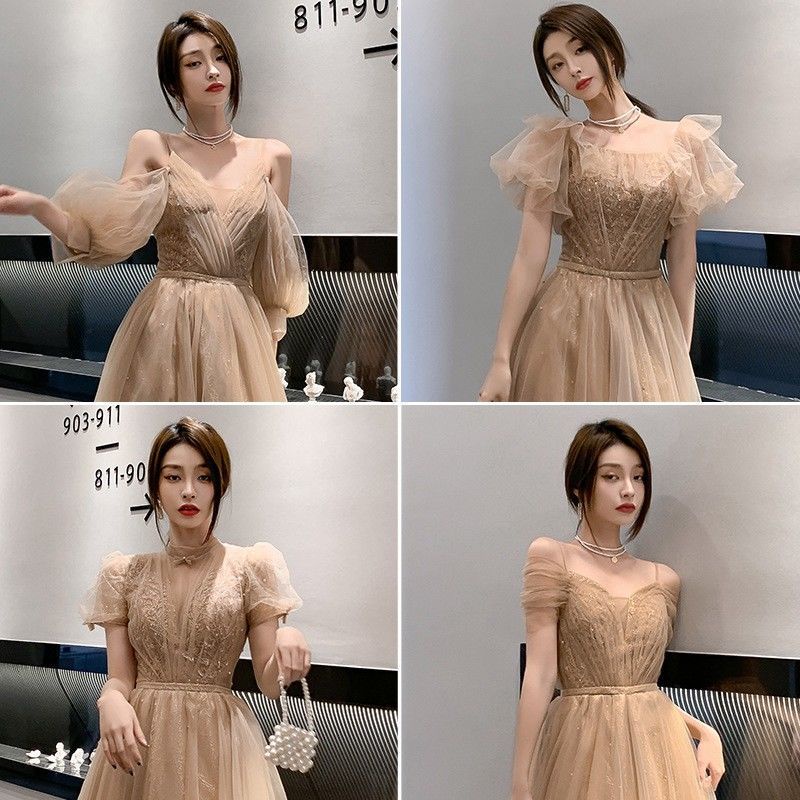 Đầm phù dâu dáng dài thiết kế đơn giản thời trang mùa hè phong cách mới