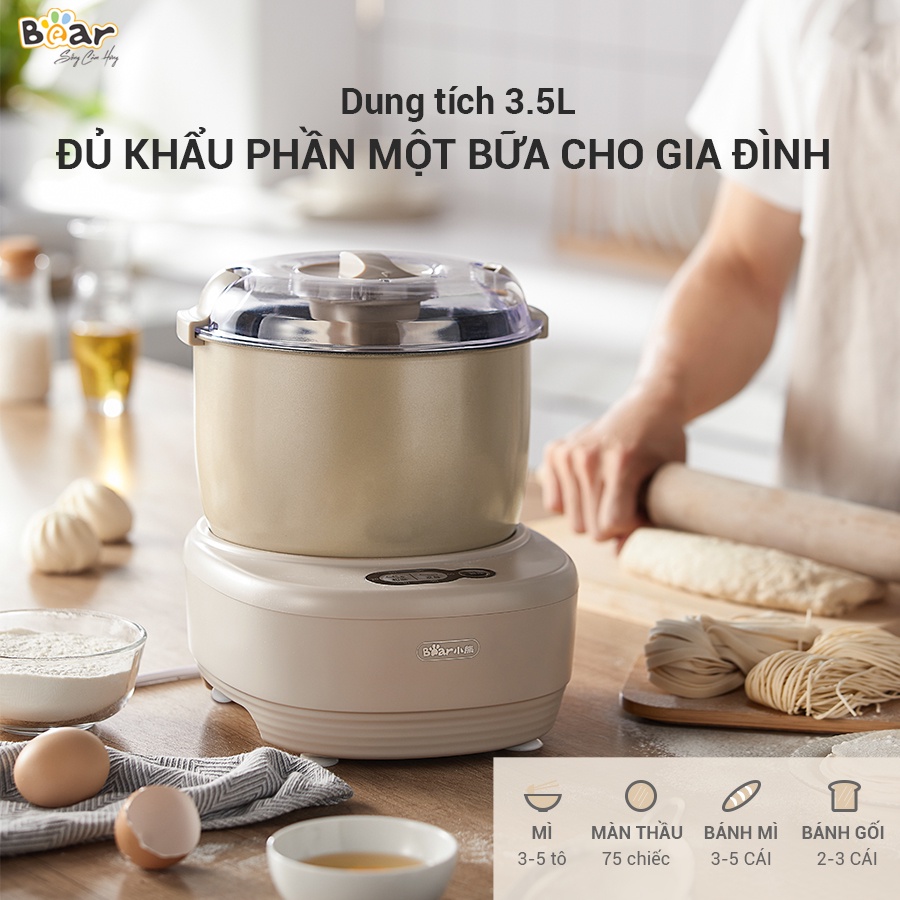 Máy Trộn Bột Đa Năng Bear 3,5L Ủ Bột, Nhào Bột, Nhồi Bột Nhanh, Phiên Bản Cao Cấp Công Suất Lớn - HMJ-A35Q2