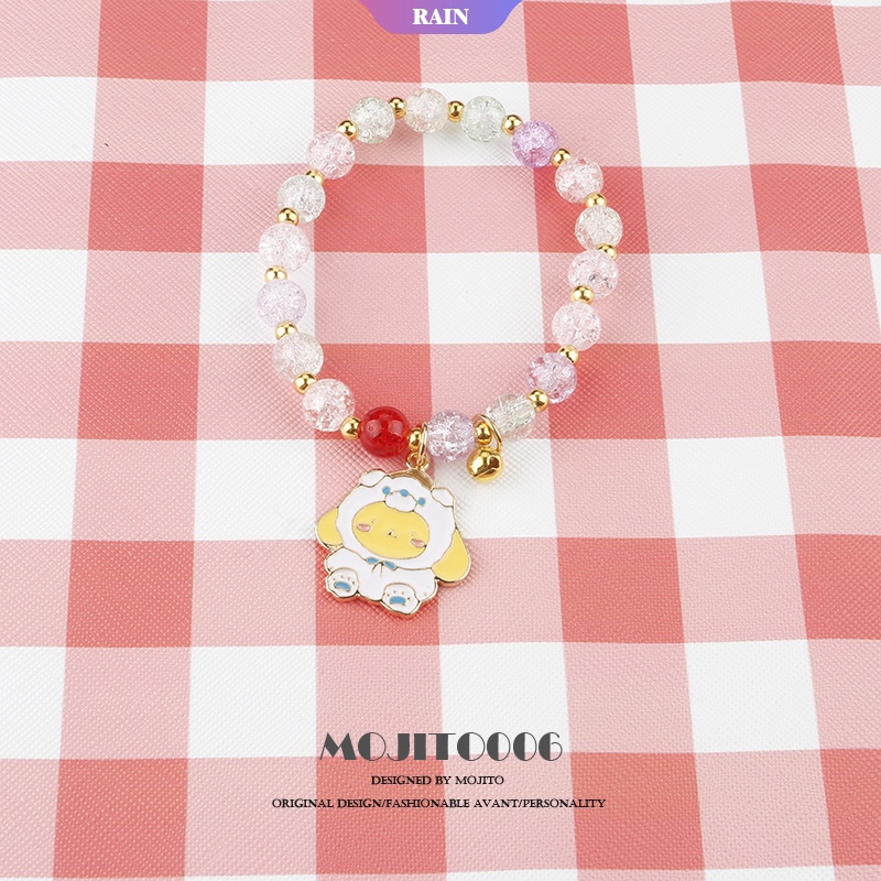 Sanrio Vòng Tay Xâu Hạt Pha Lê Mặt Hình Mèo Hello Kitty / Melody / Cục Bông Đáng Yêu Dành Cho Nữ