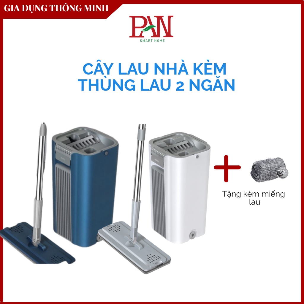 Cây lau nhà tự vắt thông minh kèm thùng lau, thùng lau nhà chất liệu nhựa cao cấp, tặng kèm miếng rẻ