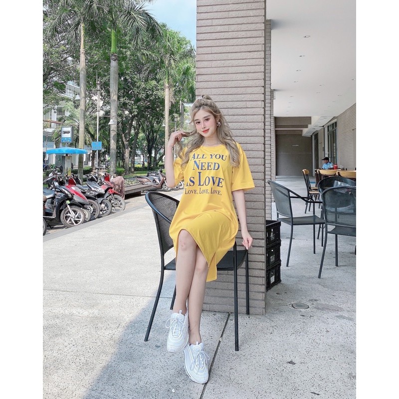 Đầm THUN THÁI form rộng-xẻ tà