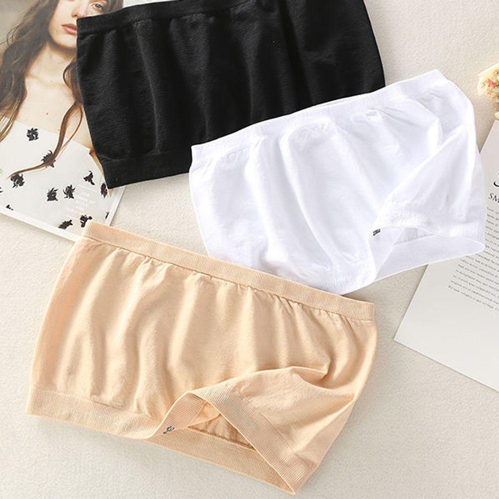 Áo Croptop Không Dây Không Đường May Màu Trơn Thoáng Khí Thời Trang Cho Nữ