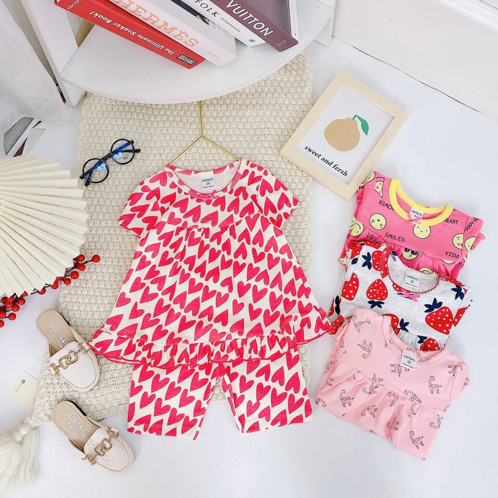 9-19kgBộ bozip xuất hè dáng babydoll bèo gấu cho bé gái - chất liệu bozip Sài Gòn cực đẹp BẢNG MÀU 2