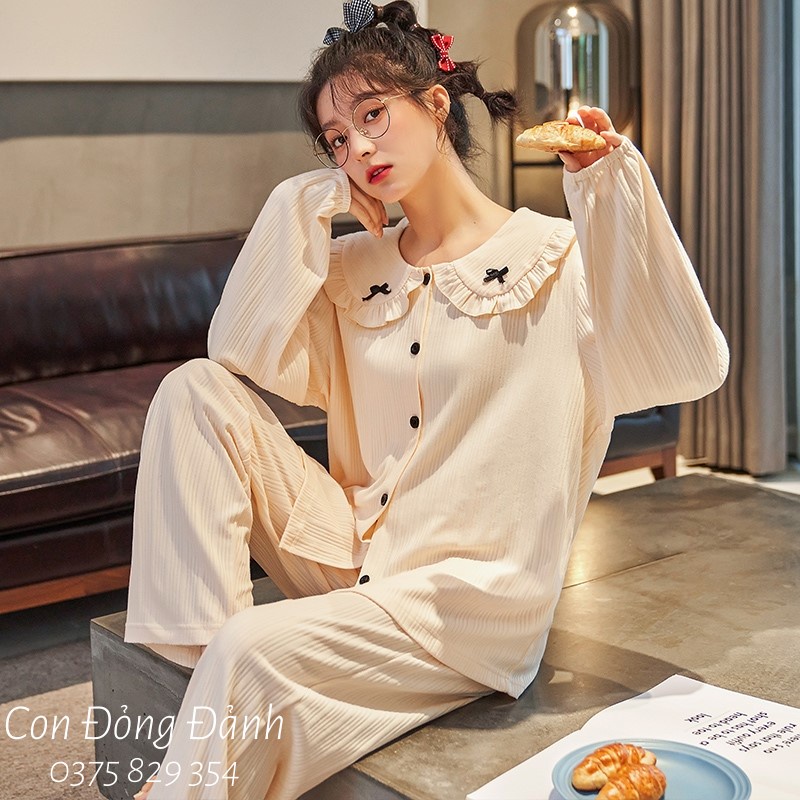 [Mã FL giảm 20k cho đơn 200k] (Ảnh thật) Đồ ngủ pijama dài tay kiểu búp bê kèm nơ xinh Hàn Quốc ullzang DN007 | BigBuy360 - bigbuy360.vn