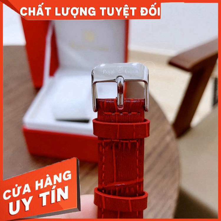 (BBR)  Đồng hồ nữ Royal Crown 4604 xách tay chính hãng dây da (đen và đỏ, hồng)  - Bảo hành 12 tháng