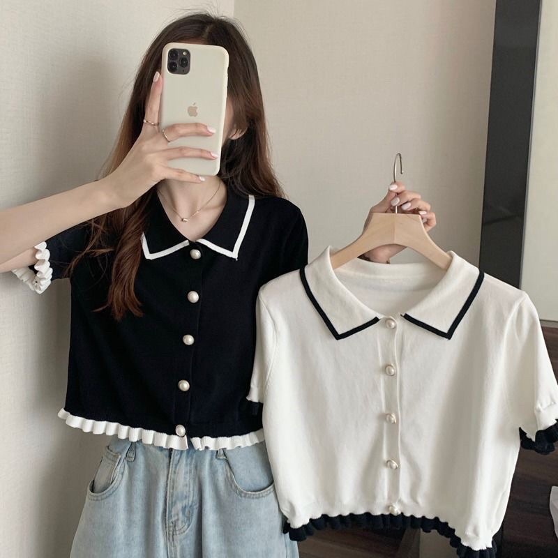 Áo len mỏng cộc tay chất mềm mịn dáng vừa