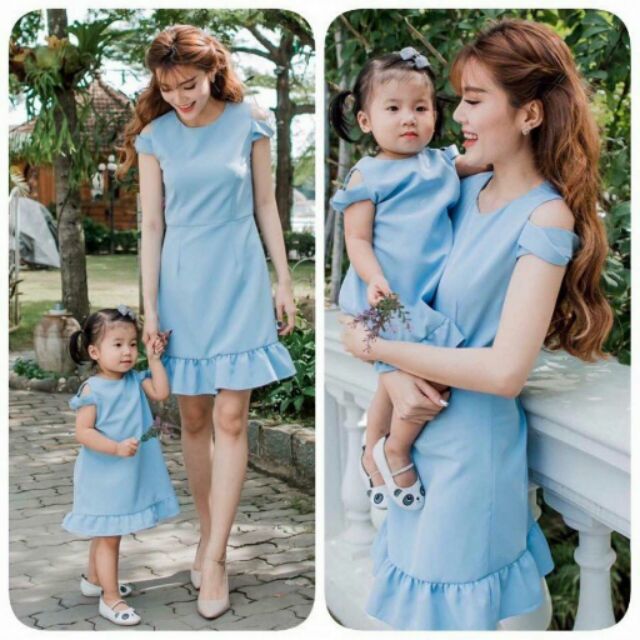 Set đầm xanh Mẹ và bé