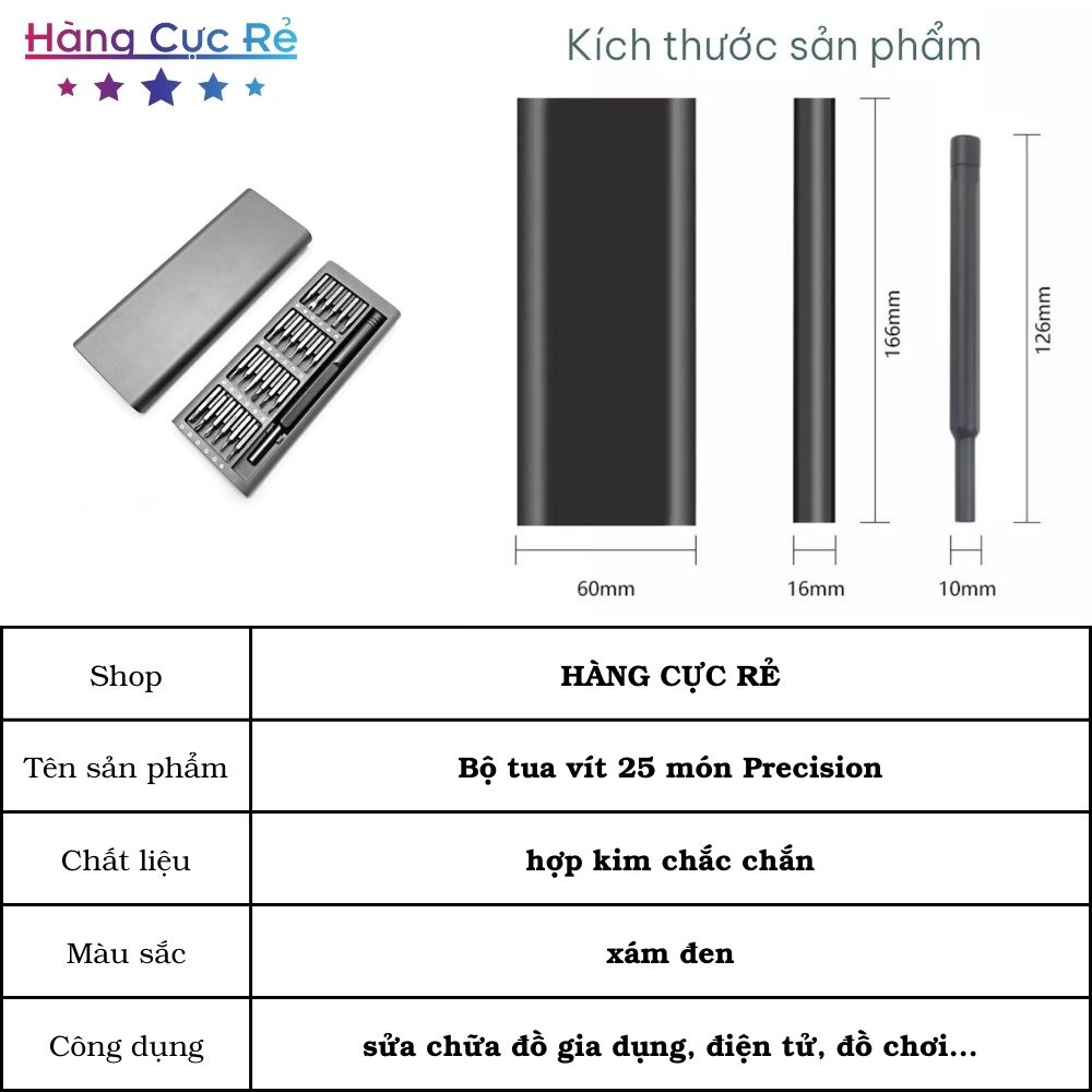 Bộ tua vít đa năng 25 món Precision bỏ túi, sửa chữa mở điện thoại, laptop - Shop Hàng Cực Rẻ